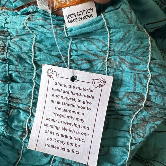 Yak n Yeti Los Angeles Blue Floral Pleated Strapless Dress Size Large - Picture 6 of 8